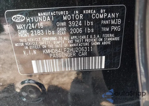 2017 Hyundai Elantra Se from USA, damaged, VIN KMHD84LF2HU206311